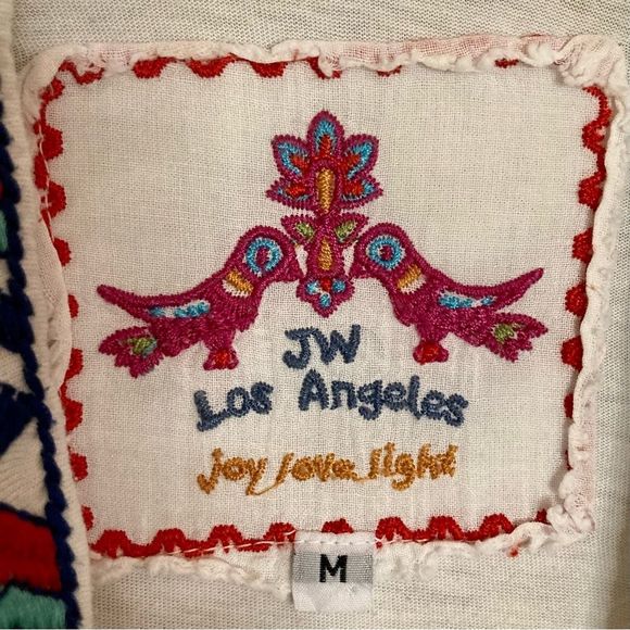 Johnny Was Floral Embroidered Open Draped Waterfall Knit Cardigan White Size M - Picture 10 of 11